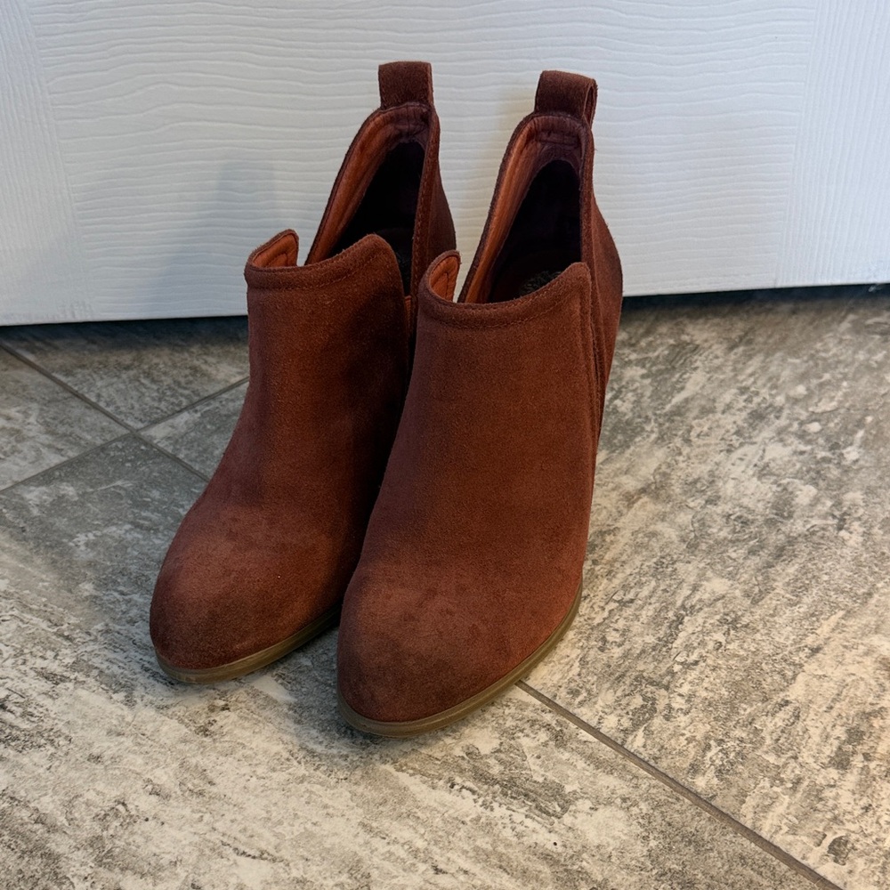Vince Camuto Women's Suede Ankle Booties — Rust Brown